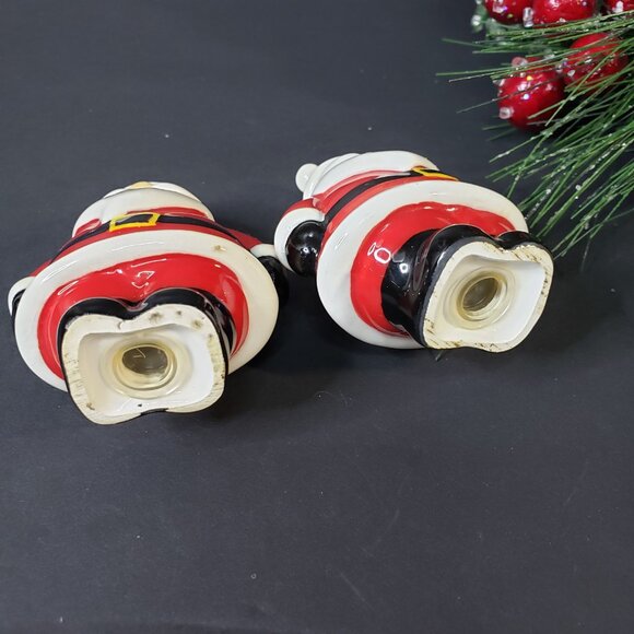 Cute Red Ceramic Christmas Santa Claus Salt and Pepper Shakers Set Holiday S+P - Picture 5 of 7